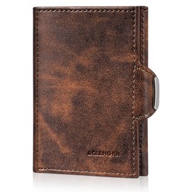 AQIANGHUI Men's Slim Wallet, Wallet Smart Wallet with Coin Compartment, Women's Small with RFID Protection Wallet, Men's Wallet, Brown, brown, Modern