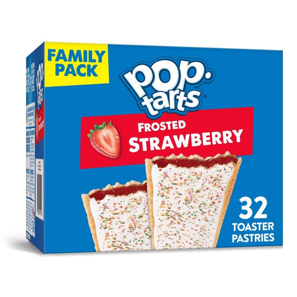 Pop-Tarts Toaster Pastries, Breakfast Foods, Kids Snacks, Family Pack, Frosted Strawberry, 54.1oz Box (32 Pop-Tarts)
