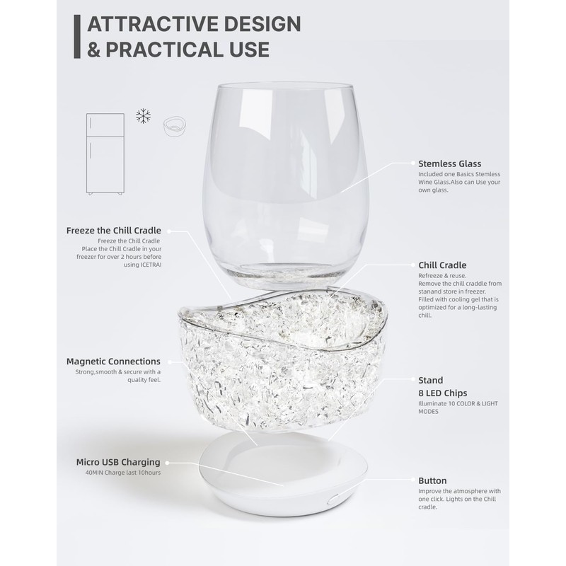 Wine Chiller for Glass Stemless Wine Glass Chiller Keeps Your