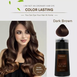 KTouler Hair Dye Shampoo, Hair Colour Shampoo for Women Men Grey Hair Coverage 200 ml (Dark Brown)