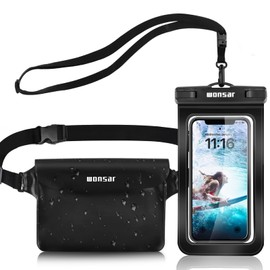 wonsar Waterproof Pouch Bag, Waterproof Phone Pouch, Waterproof Set Bum Bag for Water Sports, Beach, Swimming, Boating