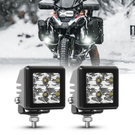 CO LIGHT Pack of 2 54 W Motorcycle LED Additional Headlights, 12 V, 24 V, 6500 K, Square LED Additional Headlights, Compatible with Dirt Bikes, Trucks, ATVs, UTVs