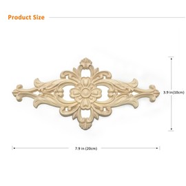 Vilanca 2 Pcs Decorative Wood Flower Carved Appliques Onlays, 5.5 x 10.6 Inch Diamond Unpainted Solid Wooden Carving Decal Applique Trim for Furniture Cabinet Closet Decoration (5.5 x 10.6inch-2pcs)
