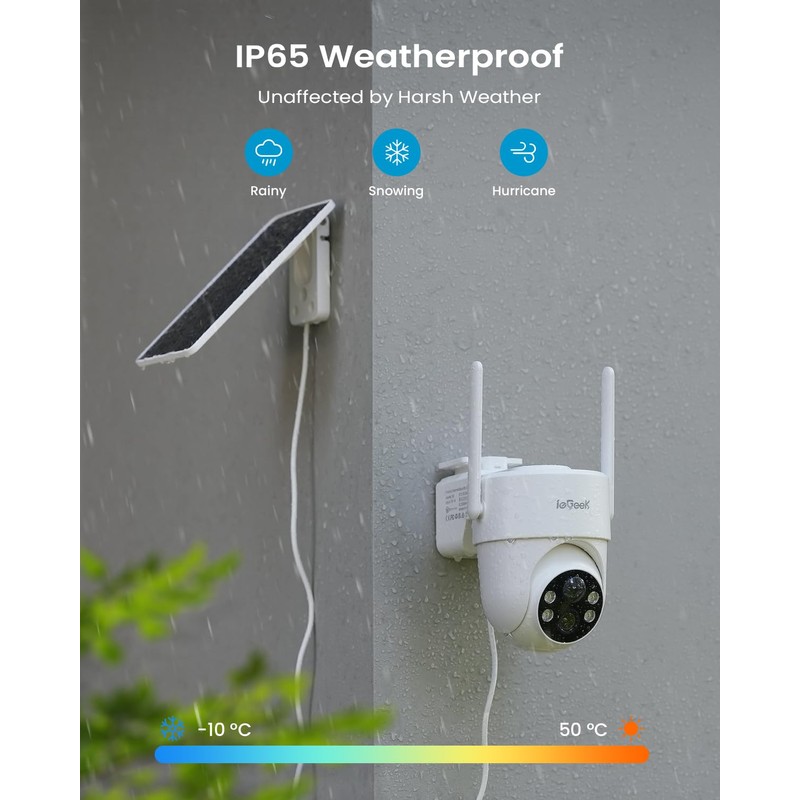 ieGeek Security Cameras Wireless Outdoor, with Adjustable&Removable Solar Panel, 360°PTZ,