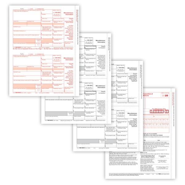 ComplyRight 1099-MISC 4-Part Tax Forms Set (100 Recipients)