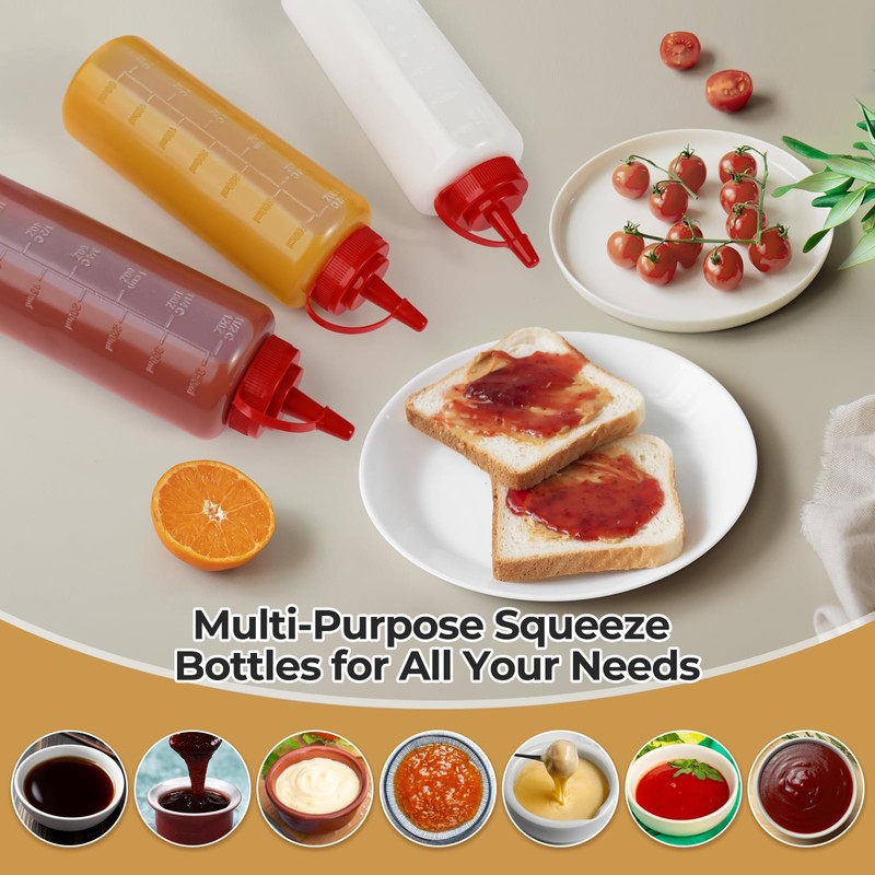 3 Pack 12 oz Condiment Squeeze Bottles, Leakproof Flip Top