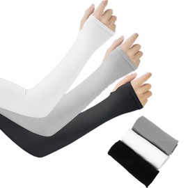 [maarku] Arm Cover, UV Protection, Cold Contact, Sun Protection, UV Protection, Summer, Unisex, Sweat Absorbent, Quick Drying, Arm Cover, Stretchable, Breathable, Finger Loop, Black, White, Gray, Set