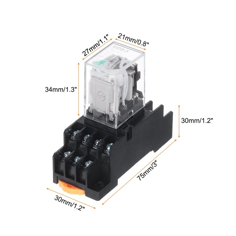 MECCANIXITY 1 Set DC24V Electromagnetic Power Relay 14-Pin AC/DC DPDT