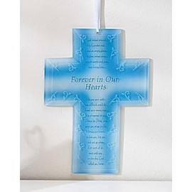 Roman Memorial Glass Cross Plaque Forever in Our Hearts Bereavement Gift 59001