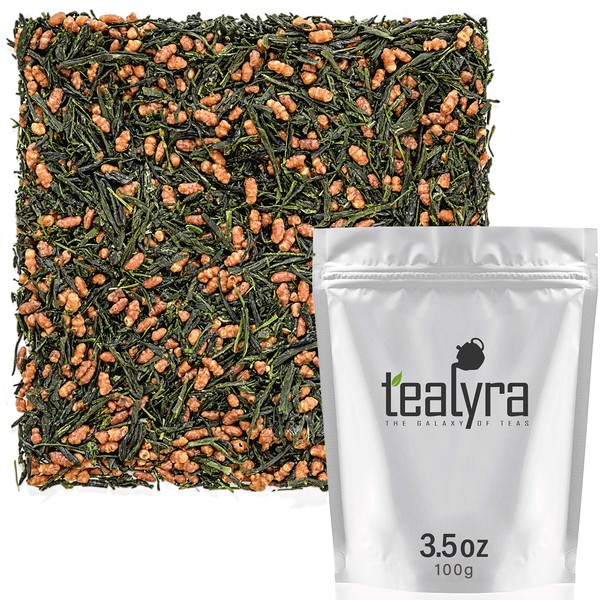 Tealyra - Imperial Gyokuro Genmaicha - Japanese Loose Leaf Tea - Gen Mai Cha Green Tea with Brown Roasted Rice - Organically Grown - Caffeine Level Low - 100g (3.5-ounce)