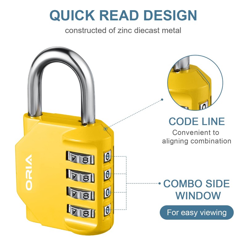 Upgraded Version Combination Lock, [2 Packs] 4 Digit Re-settable Security