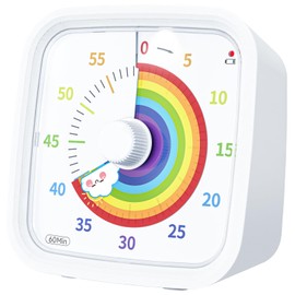 Yunbaoit Visual Timer with Protective Case, Rainbow Disk 60 Minute Countdown Timer for Kids and Adults, Silent Time Management Tool(White)