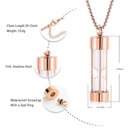Oinsi Urn Necklace for Ashes Timeless Hourglass Cremation Jewelry for Women Men Memorial Pendant Keepsake for Human Pet Ashes (Rose gold)