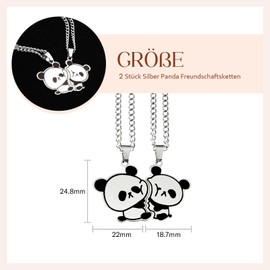 Panda Couples Necklace 2 Pieces Panda Friendship Hasl Chain BFF Chain Friendship Necklaces Partner Jewellery Chains for Best Friends Lovers and Couple Gifts