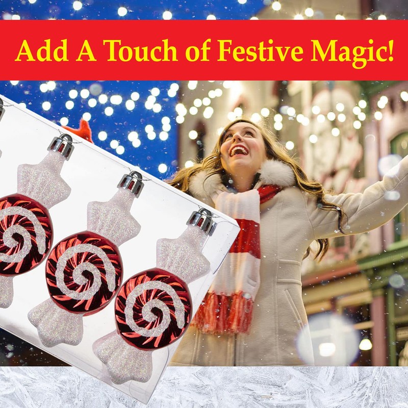 VFM - Red & White 10cm Sweet Baubles Swirl Candy