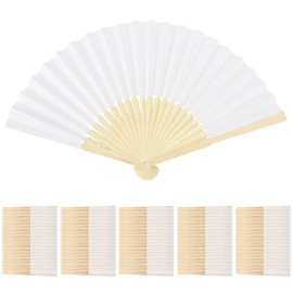 WAYASDCU 100pcs Paper Fans Handheld Folding Fans Bulk Fans for Line Dancing Bulk White Wedding Fans Folding Fans Handheld for Guest Dancing Party DIY Craft Photo Props Wall Decoration