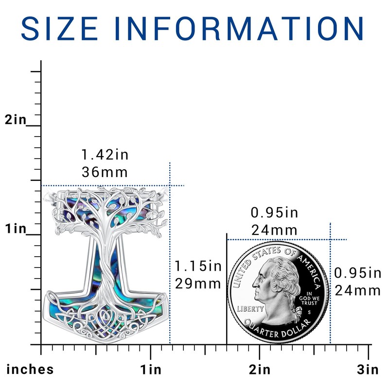 Mjolnir Thors Hammer Necklace for Men Women Viking Jewelry Tree