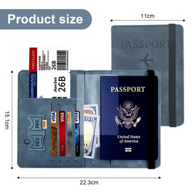 Souvik Passport Holder with RFID Blocker, Secure Passport Case for Passport, Credit Cards and IDs, Ideal for Travel and Everyday Use, blue, Contemporary