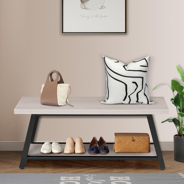 BETTAHOME Rustic Shoe Rack Entryway Bench with Storage, Holds Up