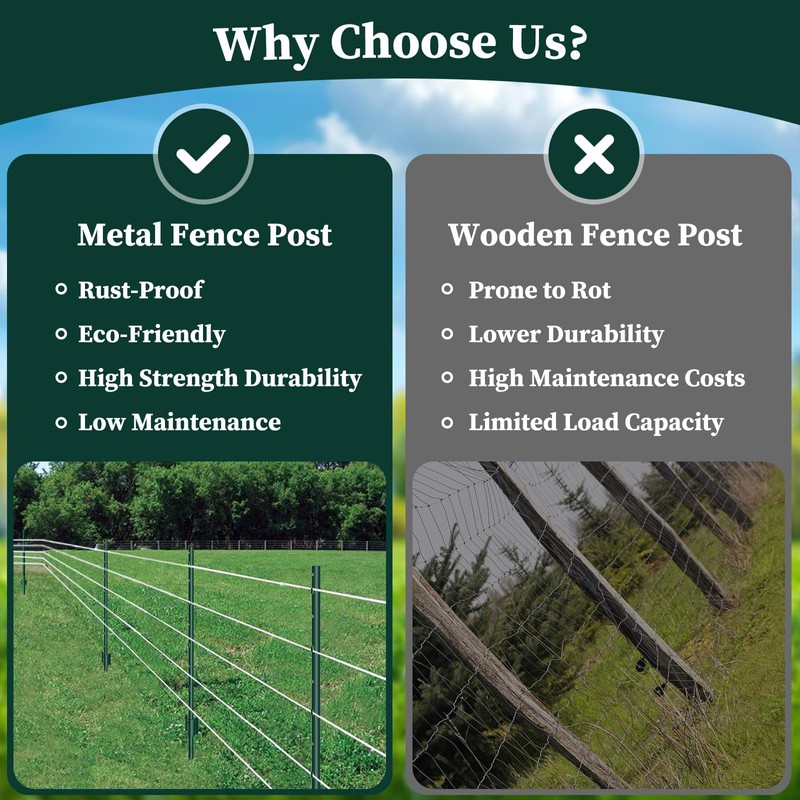 10 Pack Garden Fence Post, 5 Feet Heavy Duty Metal