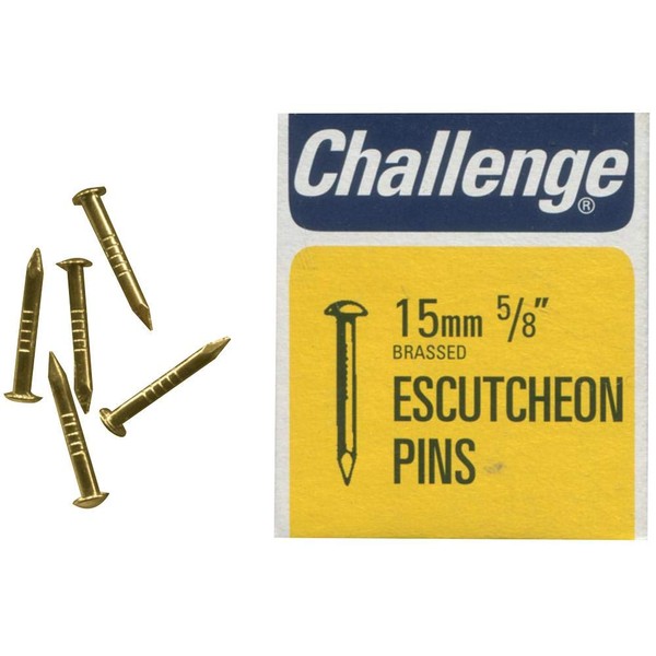 Escutcheon Pins Brassed, 15mm (40G), External Length 15mm, Nail Material
