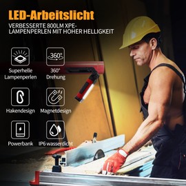 Work Light LED Workshop Lamp 7 Modes 2 x XPE + COB LED IP67 Waterproof Torch 360° Rotatable COB Magnetic Work Lamp for Car Camping Workshop Emergency