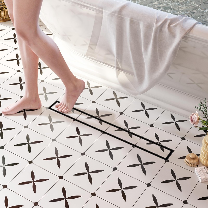 Neodrain 24-Inch Offset Linear Shower Drain with Tile Insert Grate
