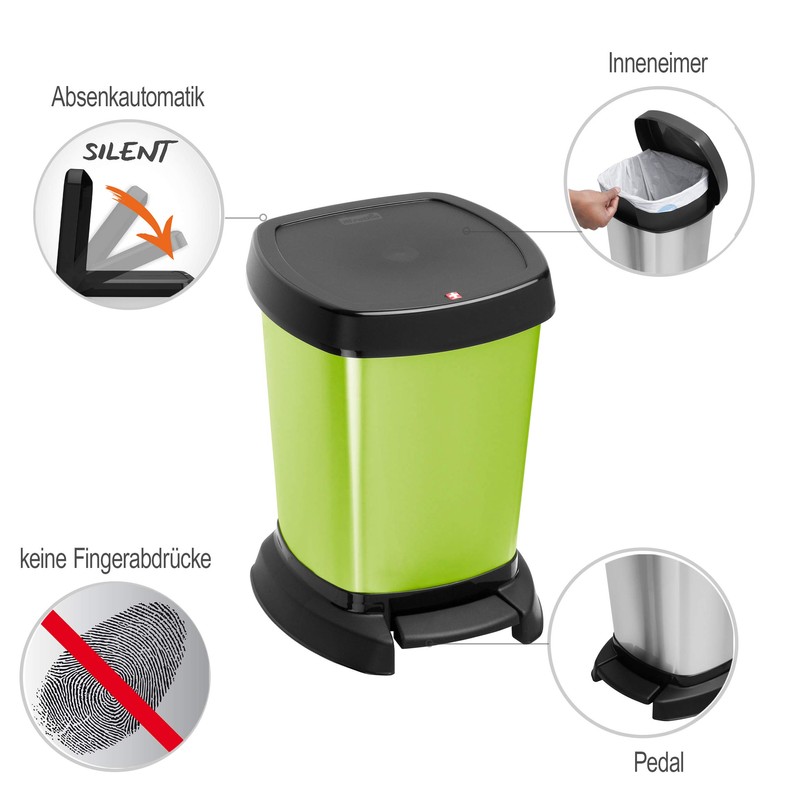 Rotho 1165080747 Pedal Bin Paso, capacity 6 l, metallic-look, made