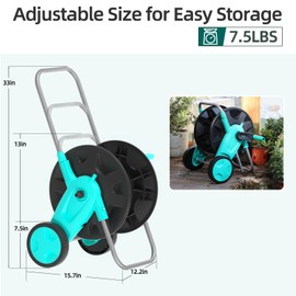 Portable Garden Hose Reel Cart, Hold Up to 75-100 Ft of 5/8 Inch Hose,Garden Water Pipe Holders Mobile Tools with 2 Wheels for Outside Hose Storage