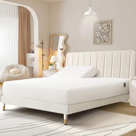 Horbaunal Split Top King Fitted Sheet Only for Adjustable Beds, Soft Microfiber Split Head Flex King Fitted Bed Sheet Fits Up to 16" Deep Mattress, White