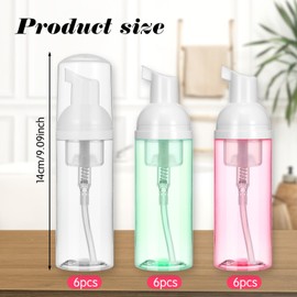18 Pcs Travel Foam Pump Bottles, 60ml/2oz Soap Foam Bottle Small Size Mousse Leak-Proof Dispenser for Hand Soap Shampoo Lotion Compact & Portable (Red Green Transparent)