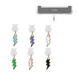 spansee Lightning Bolt Dust Plug Charm Compatible with Kindle Paperwhite 2021 Released,Type C/USB C Dust Plug,Set of 6