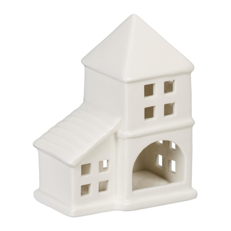 Relaxdays Ceramic Tea Light House, Light House for 1 Tea