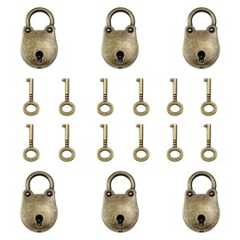 CYOU Pack of 6 Padlock Antique Suitcase Lock with Key Keyed Alike Mini Multi-Purpose for Small Households Luggage Jewellery Box (with 12 Keys)