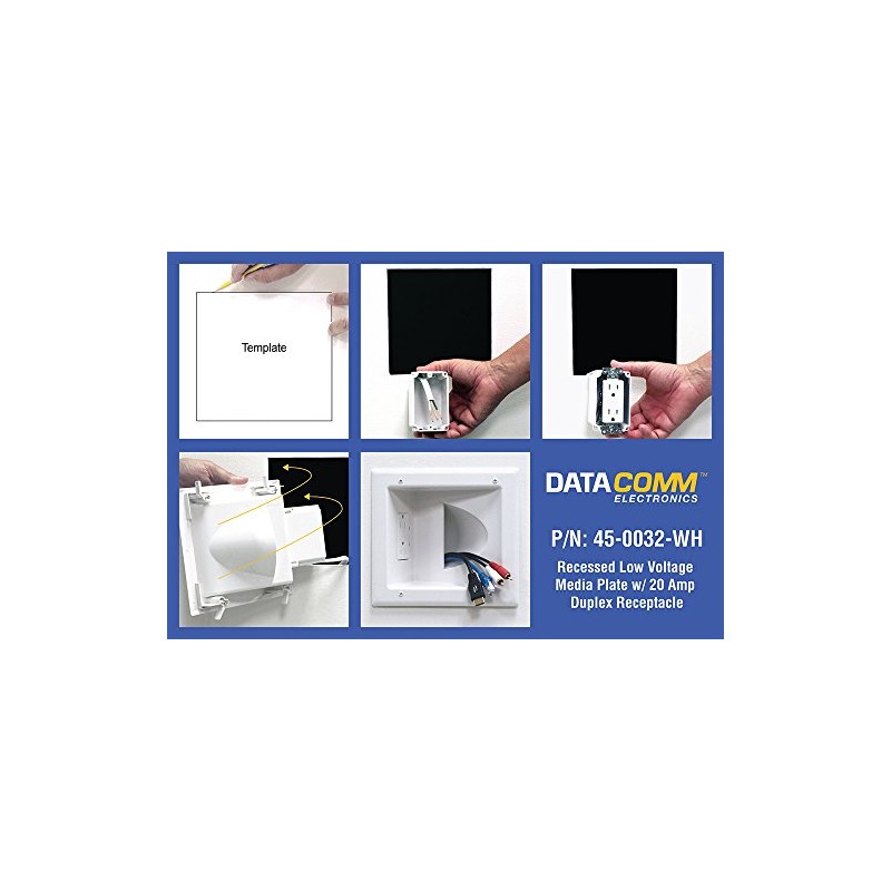 DATA COMM Electronics 45-0032-WH Commercial Grade Recessed AV/HDMI Cable Conceal