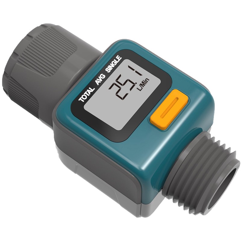 ChiliTec Digital Water Meter Flow Meter with Connection Adapter for