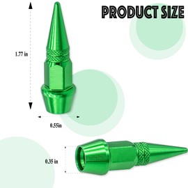 MEAJOO 6PCS Spiked Style Tire Valve Stem Caps, Universal Aluminium Alloy Dustproof Tire Valve Stem Covers for Cars, SUV, Trucks, Bikes, Motorcycles, Bicycles(45MM & Grass Green)