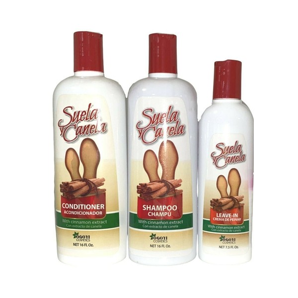 Suela & Canela Set: Shampoo, Conditioner, Leave-In, Cleans & Fortifies