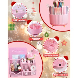 LXEVIHK 20Pcs White Desk Organizers and Accessories With Mesh Desk Organizer and 360°Rotating Pen Holder and a Lot of Office White Office Supplies Beautifully Presented in a Gift Box