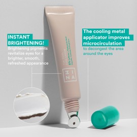3INA MAKEUP - The Cool Eyes Cream - Eye Cream for Dark Circles and Puffy Eyes with 5% Caffeine & Hyaluronic Acid - Eye Serum with Metal Applicator to Enhance Microcirculation - Vegan - Cruelty Free