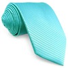SHLAX&WING Long Thin Necktie Pocket Square Set Solid Aqua Indigo
