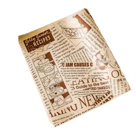 100 Sandwich Wrapping Papers, 11x15 Inches, with Four Styles to Choose From, can be Used for Packaging Hamburgers, Sandwiches, or as Food Pads (Cowhide colored newspaper)
