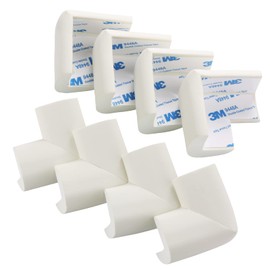 AIXMEET 8 Pack Soft Sponge Table Corners, Corner Protector Baby, Baby Proofing Corner Guards, Pre-Taped Furniture Corner Protectors, Child Safety Furniture Bumper(Sponge Corners-8 White)