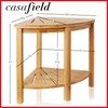 Casafield Bamboo Corner Bench with Storage Shelf, 2-Tier Wooden Bathroom