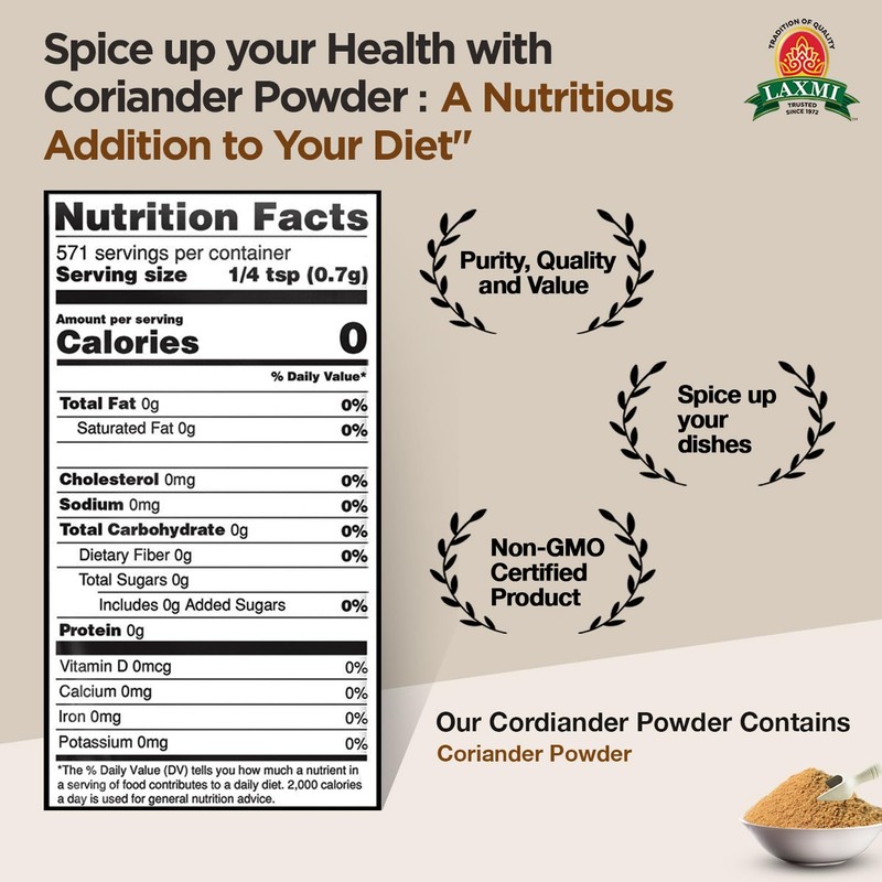 Laxmi Coriander Powder 400gm (14 Oz) | Natural Ground Coriander