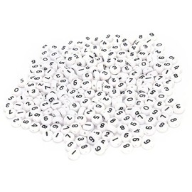 500PCS Número redondo de cuentas de acrílico, cuentas de acrílico DIY accesorios de joyería de cuentas hechas a mano número 0-9 para la colección de artesanía Adornos con Cuentas