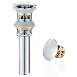 Bathroom Sink Drain with Overflow Vessel Vanity Sink Pop Up Drain Stopper,with Detachable Basket, Anti-Explosion and Anti-Clogging Drain Strainer, Polished Chrome