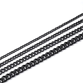 FindChic Chains for Boys Black Curb Chain Necklace Hip Hop Rapper 5MM Cuban Link Chains 16'' Choker Necklace
