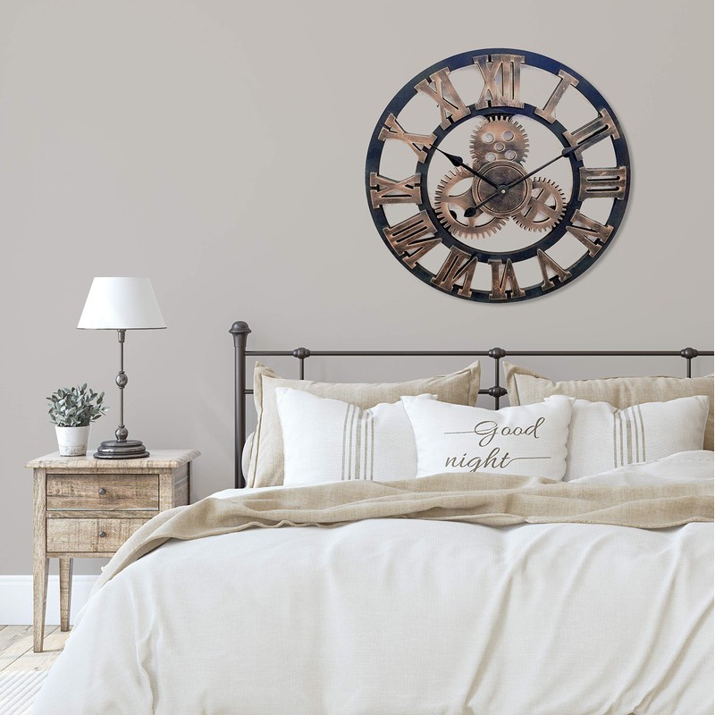 Westclox 20” Large Gear/Open Roman Numerals Black and Gold Wall