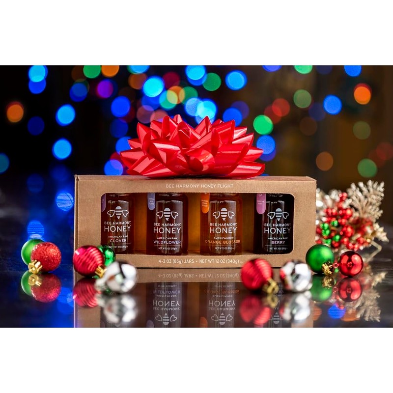 Bee Harmony Classic Honey Flight, Mini Honey Gift Set, 4